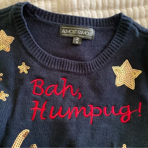 Holiday “Bah, Humpug!” sweater | Navy blue | Small - Picture 2 of 9